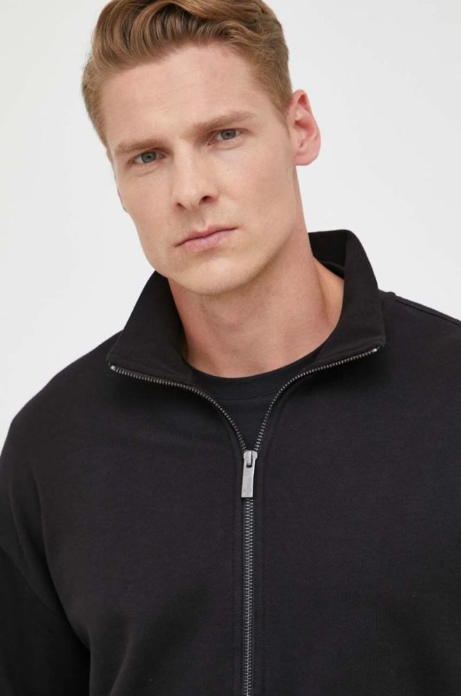 Бавовняна кофта Armani Exchange чоловіча колір чорний однотонна фото 4