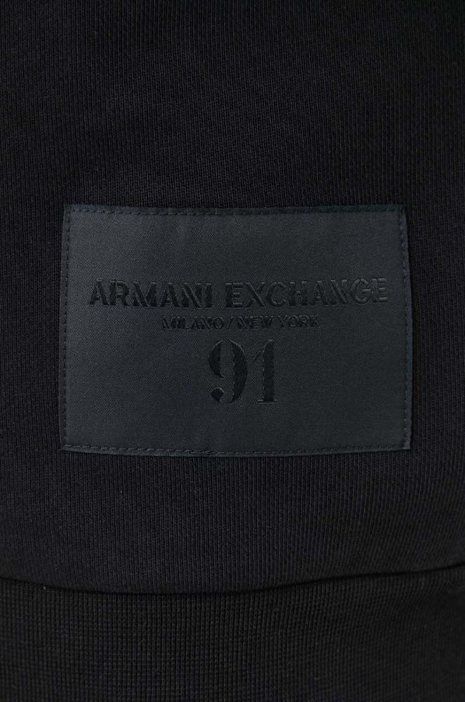 Бавовняна кофта Armani Exchange чоловіча колір чорний однотонна фото 5