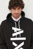 Бавовняна кофта Armani Exchange чоловіча колір чорний з капюшоном з принтом (3437094)