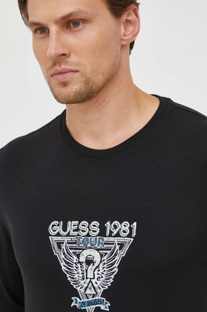 Лонгслів Guess чоловічий колір чорний з принтом (3577380) фото 4