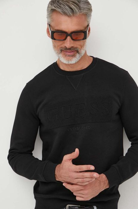 Кофта Guess чоловіча колір чорний з аплікацією (3609267)