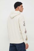 Кофта Guess Guess x Banksy чоловіча колір бежевий з капюшоном з аплікацією