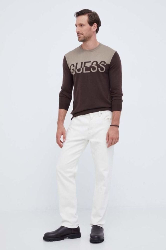Блузка Guess чоловіча колір коричневий легкий фото 2