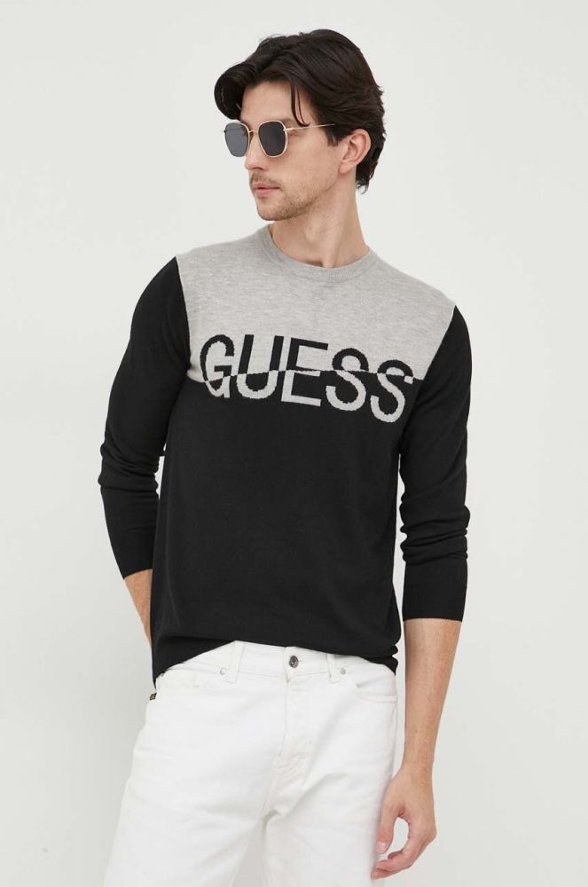 Блузка Guess чоловіча колір чорний легкий