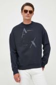 Бавовняна кофта Armani Exchange чоловіча колір синій з аплікацією (3369178)