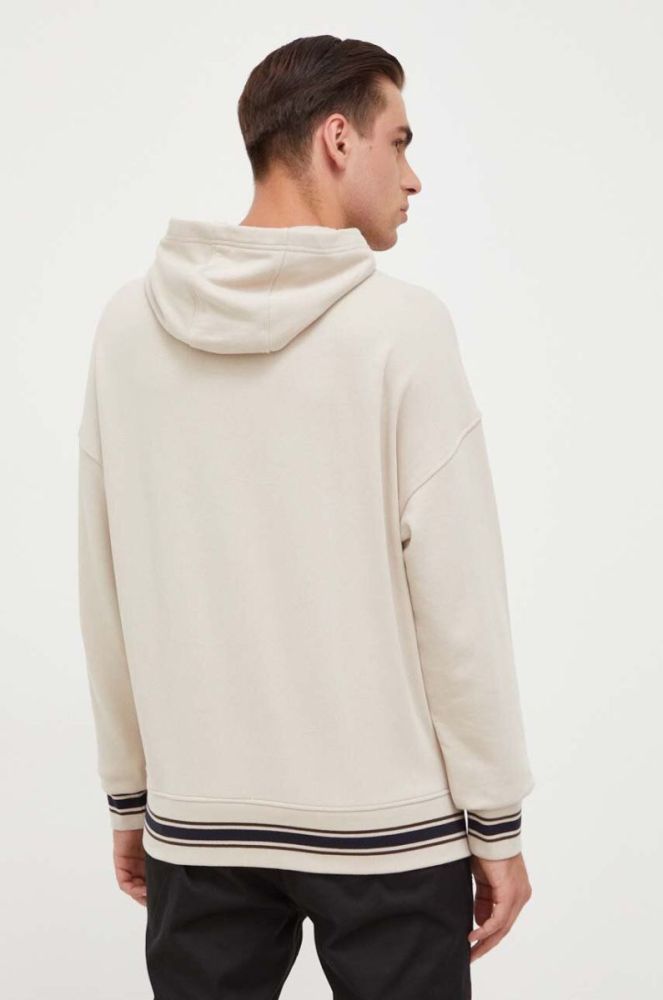 Кофта Armani Exchange чоловіча колір бежевий з капюшоном однотонна фото 3
