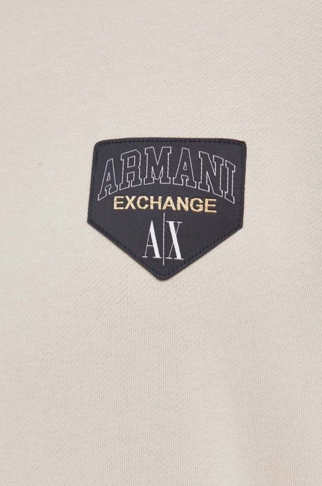 Кофта Armani Exchange чоловіча колір бежевий з капюшоном однотонна фото 5