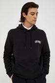Бавовняна кофта Les Deux чоловіча колір чорний з капюшоном з принтом (3473495)