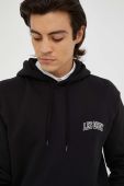 Бавовняна кофта Les Deux чоловіча колір чорний з капюшоном з принтом (3473495)