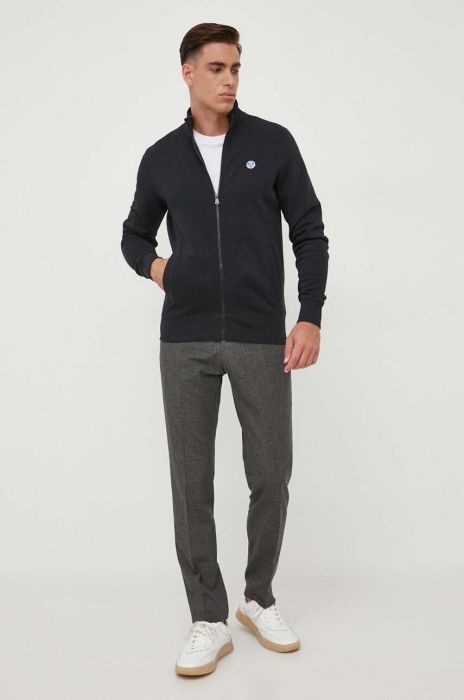 Бавовняна кофта North Sails чоловіча колір чорний однотонна (3597408)