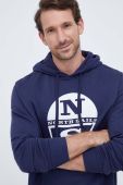 Бавовняна кофта North Sails чоловіча колір синій з капюшоном з принтом