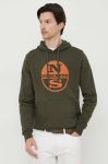 Бавовняна кофта North Sails чоловіча колір зелений з капюшоном з принтом