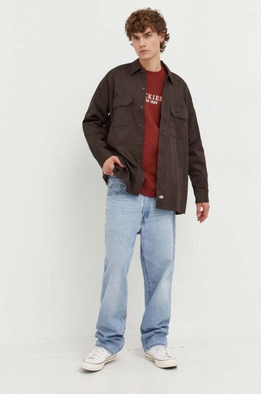 Кофта Dickies чоловіча колір бордовий з принтом фото 2