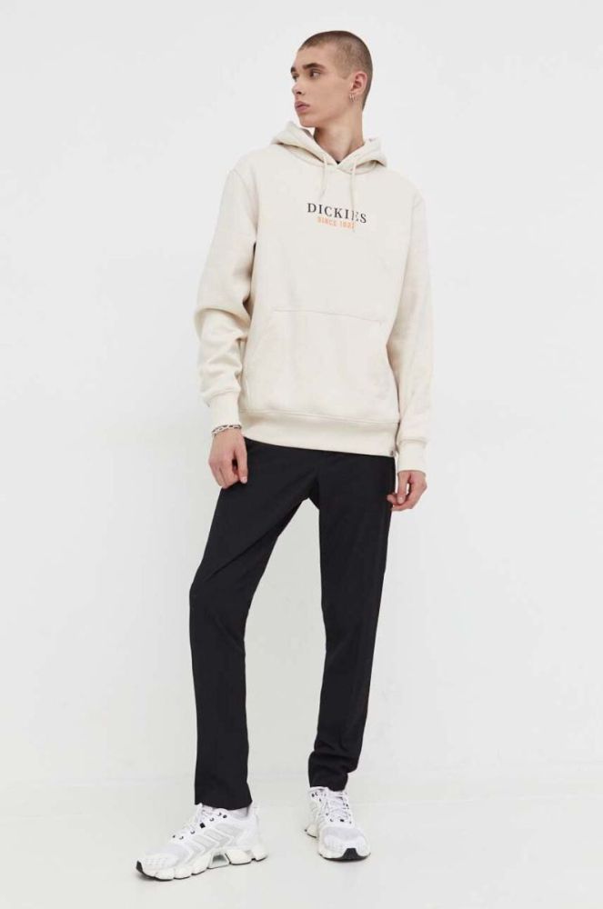 Кофта Dickies чоловіча колір бежевий з капюшоном з принтом фото 2