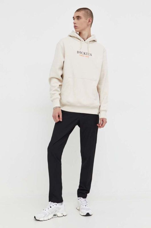 Кофта Dickies чоловіча колір бежевий з капюшоном з принтом фото 2