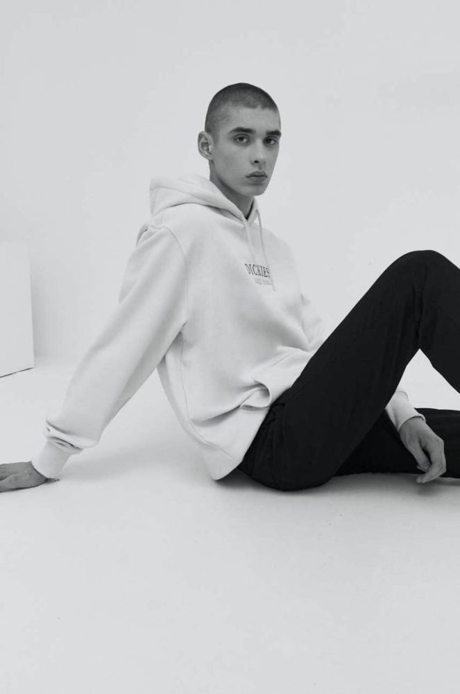 Кофта Dickies чоловіча колір бежевий з капюшоном з принтом фото 6