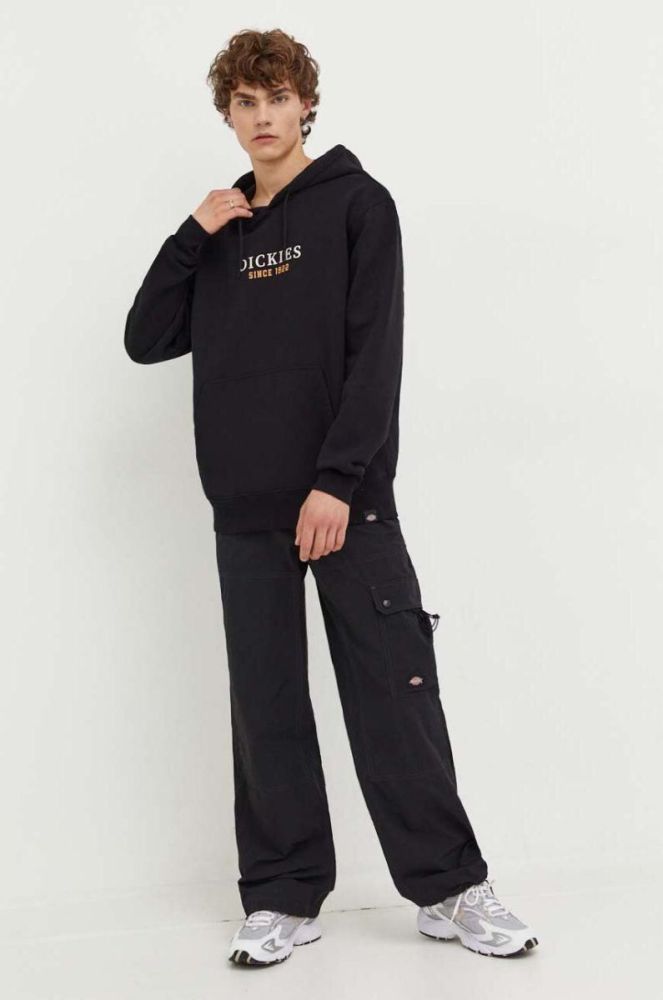 Кофта Dickies чоловіча колір чорний з капюшоном з принтом фото 2