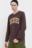 Бавовняний лонгслів Dickies колір коричневий з принтом