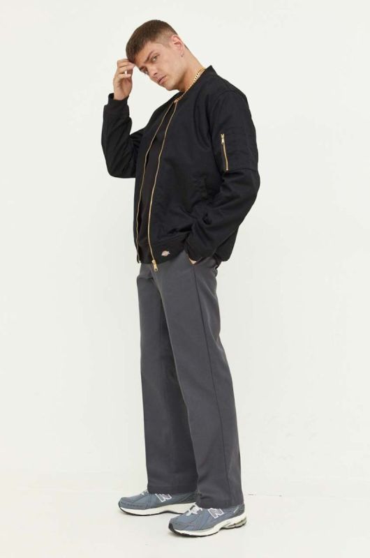 Бавовняна кофта Dickies чоловіча колір чорний однотонна фото 2