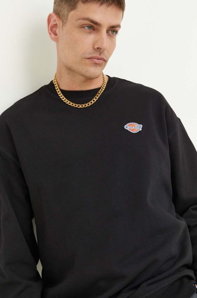Бавовняна кофта Dickies чоловіча колір чорний однотонна фото 4