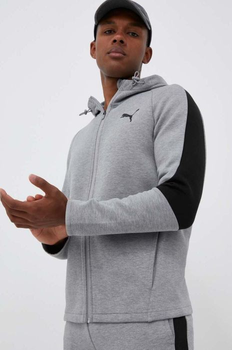 Кофта Puma чоловіча колір сірий з капюшоном з принтом (3385746)