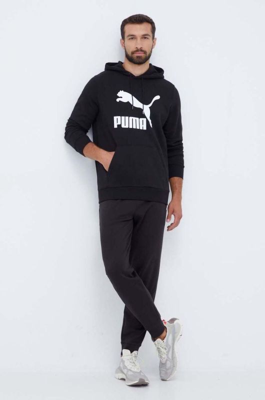 Бавовняна кофта Puma чоловіча колір чорний з капюшоном з принтом (3453774) фото 2