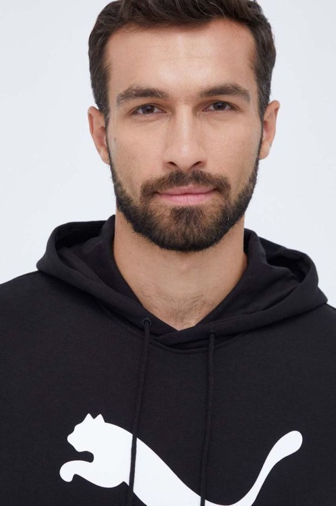 Бавовняна кофта Puma чоловіча колір чорний з капюшоном з принтом (3453774) фото 4