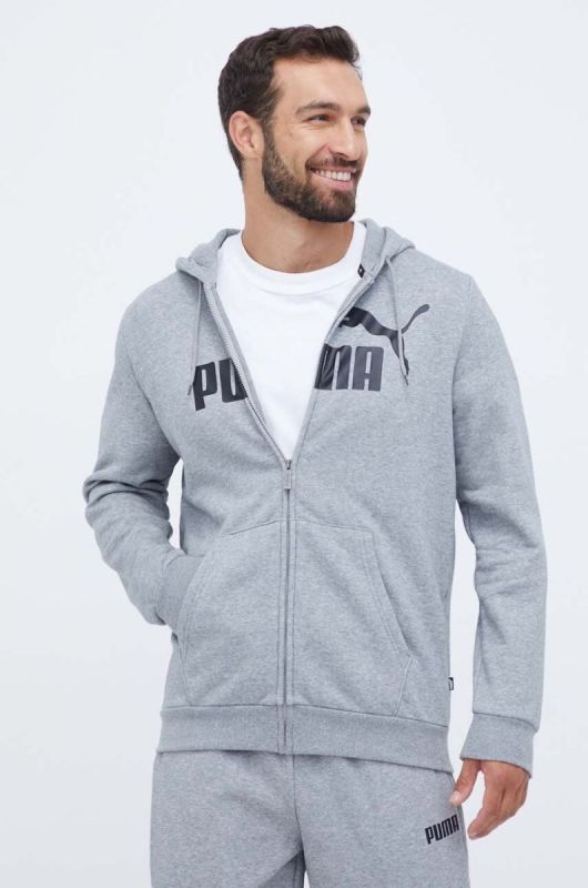 Кофта Puma чоловіча колір сірий з капюшоном з принтом (3453795)