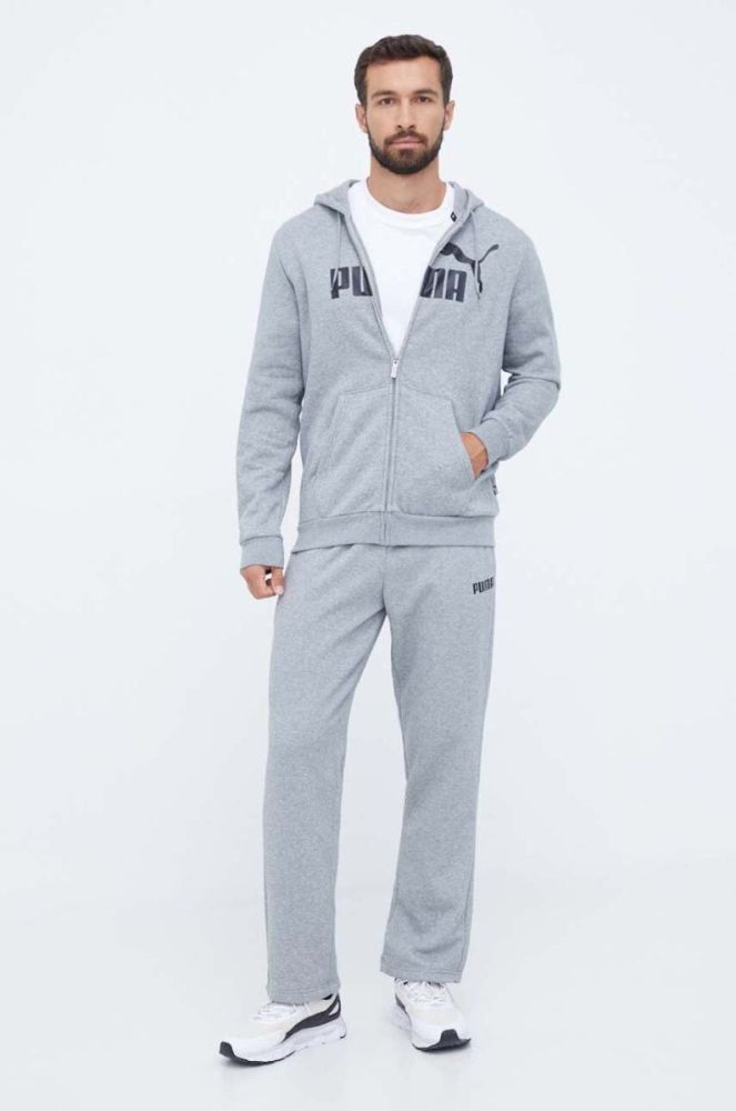 Кофта Puma чоловіча колір сірий з капюшоном з принтом (3453795) фото 2