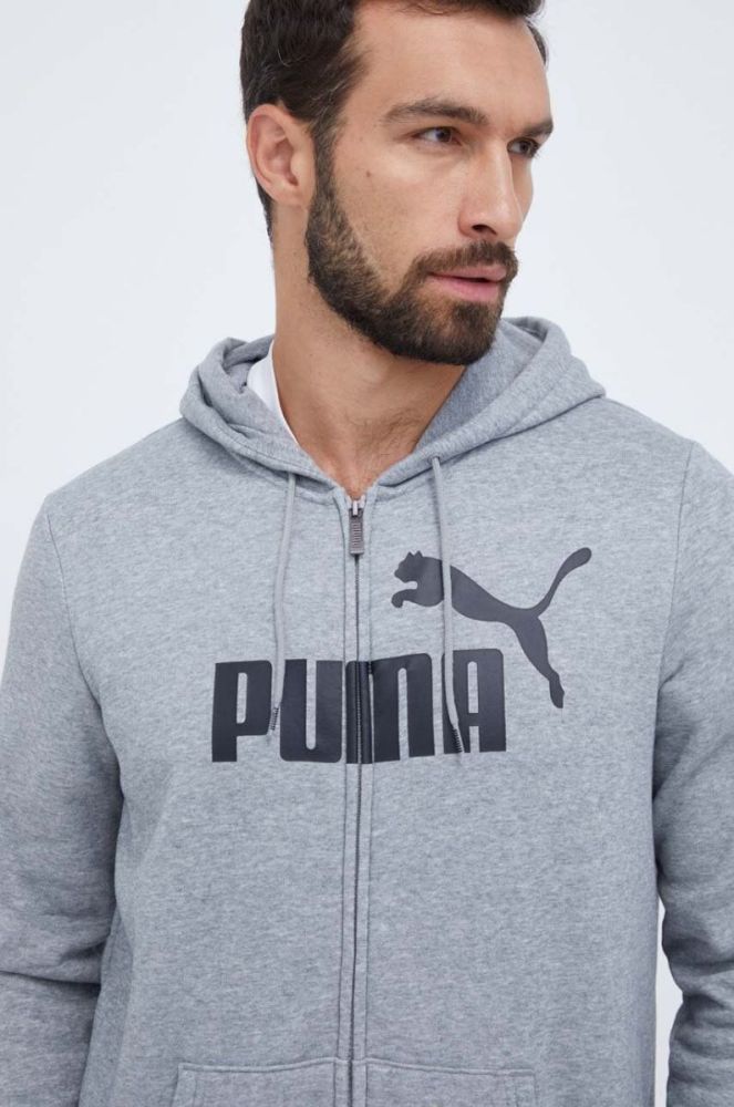 Кофта Puma чоловіча колір сірий з капюшоном з принтом (3453795) фото 4