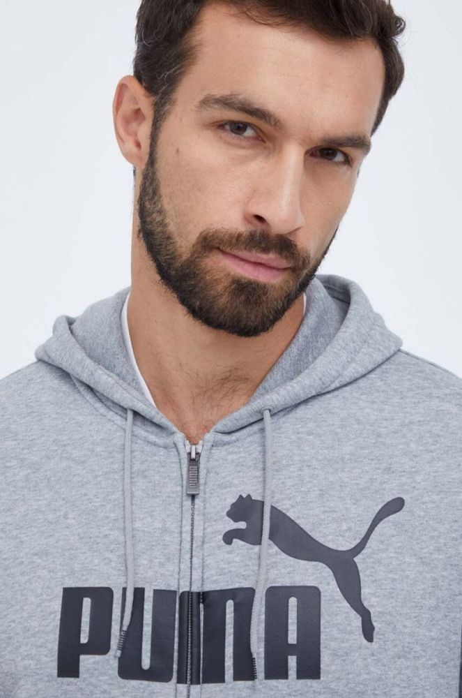 Кофта Puma чоловіча колір сірий з капюшоном з принтом (3453795) фото 5
