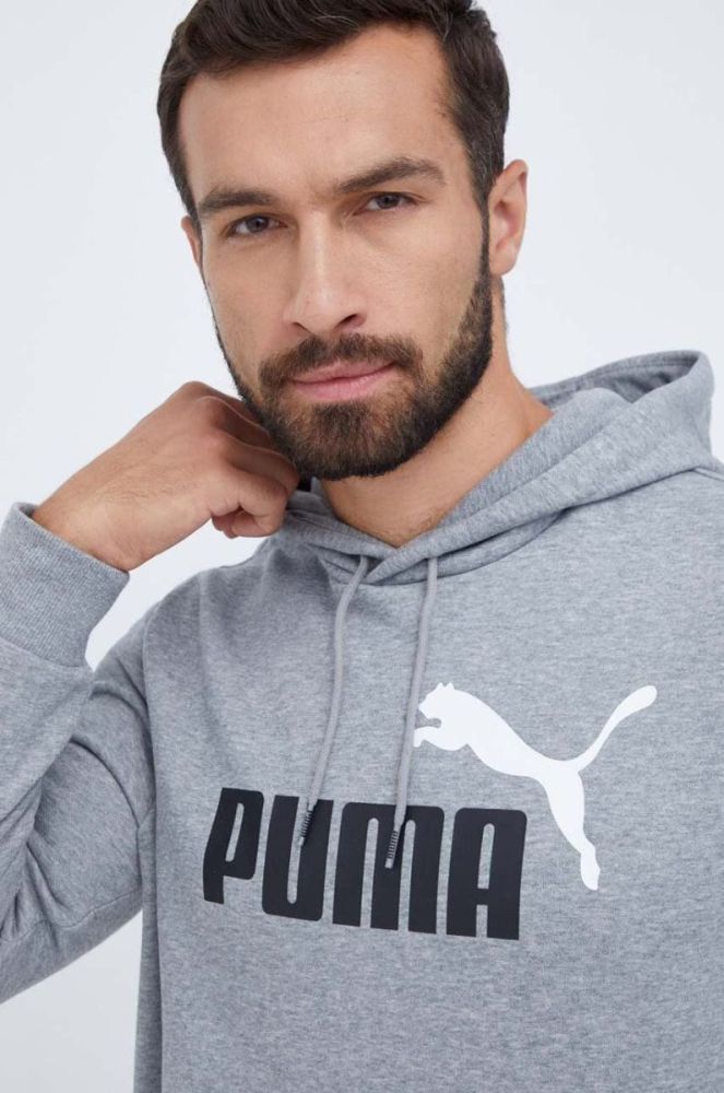 Кофта Puma чоловіча колір сірий з капюшоном з принтом (3453799) фото 4