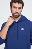 Бавовняна кофта Puma чоловіча колір синій з капюшоном з аплікацією