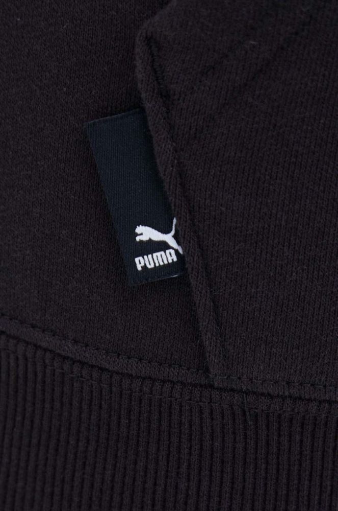 Бавовняна кофта Puma чоловіча колір чорний з капюшоном з аплікацією (3465973) фото 5