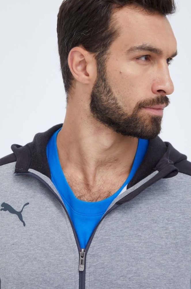Кофта Puma чоловіча колір сірий з капюшоном меланж (3453822) фото 4