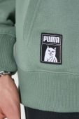 Бавовняна кофта Puma PUMA X RIPNDIP чоловіча колір зелений з капюшоном з принтом