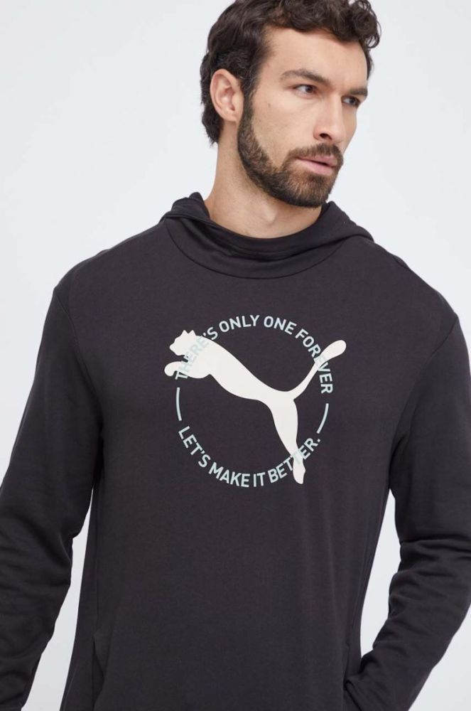 Кофта Puma чоловіча колір чорний з капюшоном з принтом (3629284) фото 4
