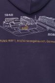 Бавовняна кофта Puma чоловіча колір синій з капюшоном з принтом