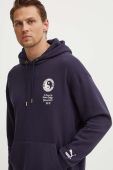 Бавовняна кофта Puma PUMA X STAPLE чоловіча колір синій з капюшоном з принтом