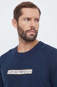 Бавовняна кофта лаунж Emporio Armani Underwear колір синій з принтом