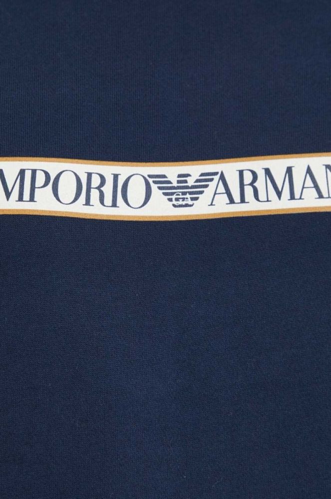 Бавовняна кофта лаунж Emporio Armani Underwear колір синій з принтом фото 5