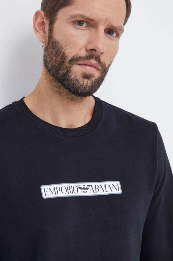 Бавовняна кофта лаунж Emporio Armani Underwear колір чорний з принтом фото 4