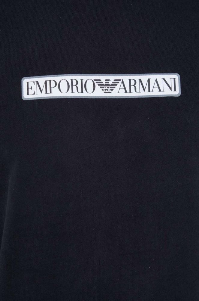 Бавовняна кофта лаунж Emporio Armani Underwear колір чорний з принтом фото 5