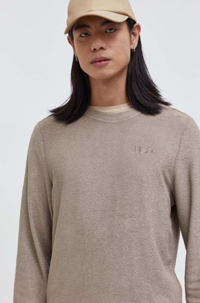 Кофта UGG чоловіча колір коричневий однотонна фото 4