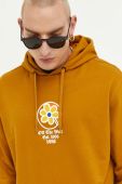 Бавовняна кофта Vans чоловіча колір коричневий з капюшоном з принтом (3379061)