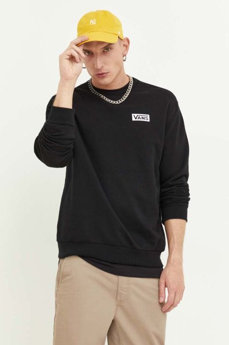 Бавовняна кофта Vans чоловіча колір чорний з принтом (3379074)
