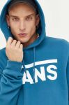 Бавовняна кофта Vans чоловіча з капюшоном з принтом колір блакитний Бавовняна кофта Vans чоловіча з капюшоном з принтом колір блакитний