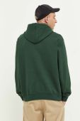 Бавовняна кофта Vans чоловіча колір зелений з капюшоном з аплікацією