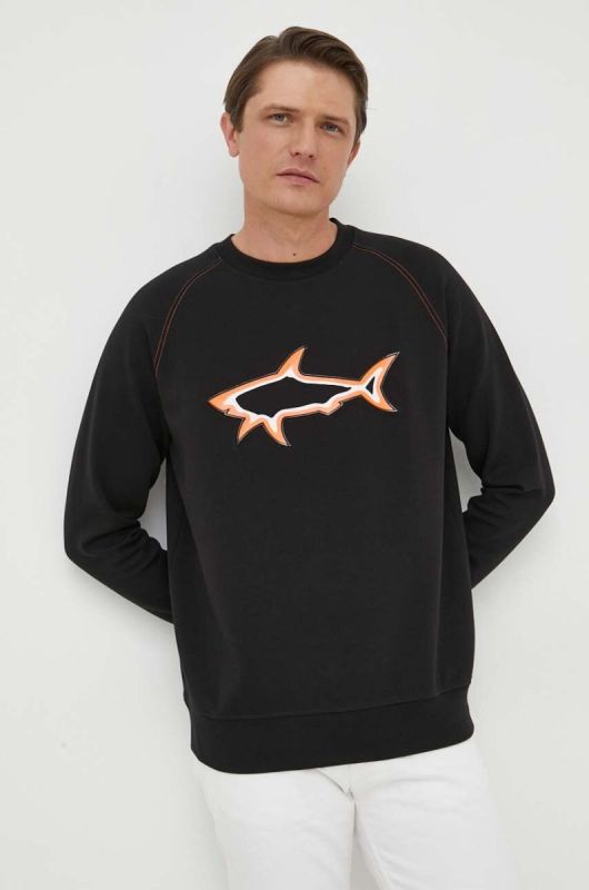 Кофта Paul&Shark чоловіча колір чорний з аплікацією