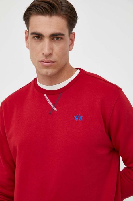 Кофта La Martina чоловіча колір червоний однотонна